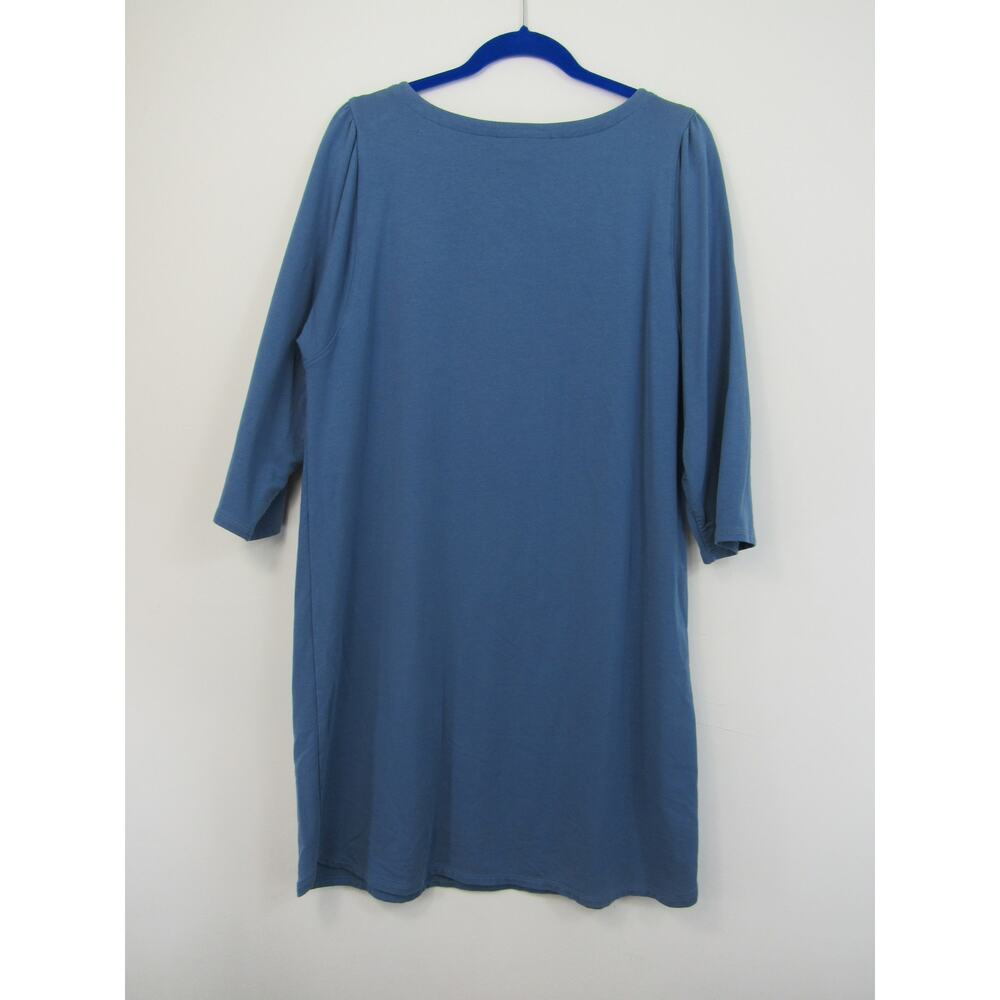 J.Jill Purejill Large Affinity French Terry Shift Dress 3/4 Sleeve Blue Mini - Picture 5 of 6